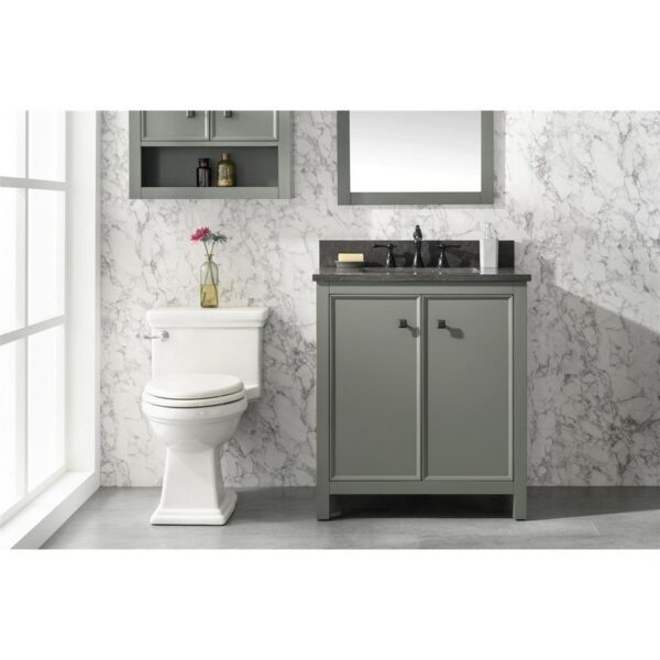 Legion Furniture WLF2130-PG 30 Inch Pewter Green Finish Sink Vanity Cabinet with Blue Lime Stone Top