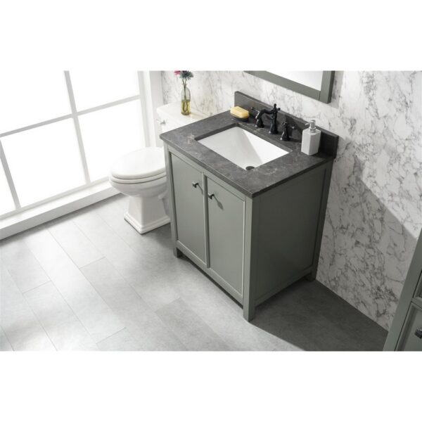 Legion Furniture WLF2130-PG 30 Inch Pewter Green Finish Sink Vanity Cabinet with Blue Lime Stone Top