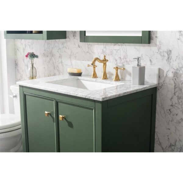 Legion Furniture WLF2130-VG 30 Inch Vogue Green Finish Sink Vanity Cabinet with Carrara White Top