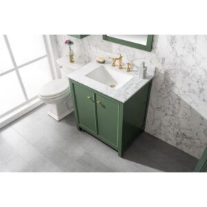 Legion Furniture WLF2130-VG 30 Inch Vogue Green Finish Sink Vanity Cabinet with Carrara White Top