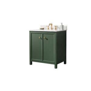 Legion Furniture WLF2130-VG 30 Inch Vogue Green Finish Sink Vanity Cabinet with Carrara White Top