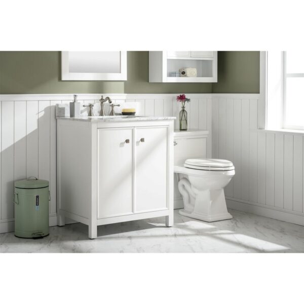 Legion Furniture WLF2130-W 30 Inch White Finish Sink Vanity Cabinet with Carrara White Top