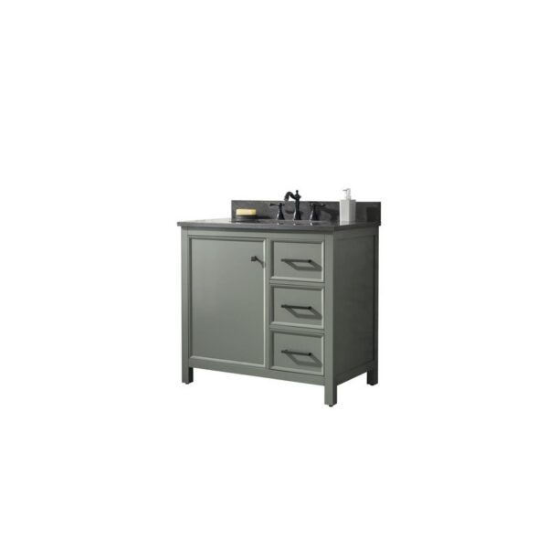 Legion Furniture WLF2136-PG 36 Inch Pewter Green Finish Sink Vanity Cabinet with Blue Lime Stone Top