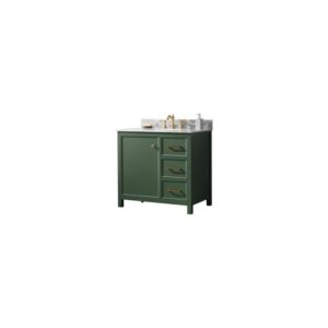 Legion Furniture WLF2136-VG 36 Inch Vogue Green Finish Sink Vanity Cabinet with Carrara White Top