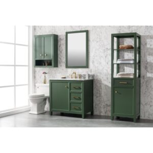 Legion Furniture WLF2136-VG 36 Inch Vogue Green Finish Sink Vanity Cabinet with Carrara White Top