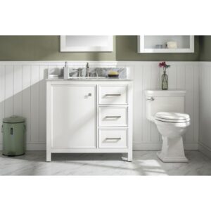 Legion Furniture WLF2136-W 36 Inch White Finish Sink Vanity Cabinet with Carrara White Top