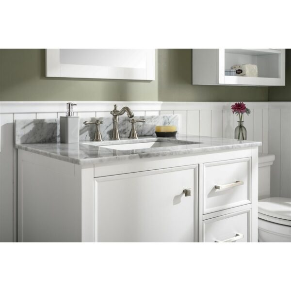 Legion Furniture WLF2136-W 36 Inch White Finish Sink Vanity Cabinet with Carrara White Top