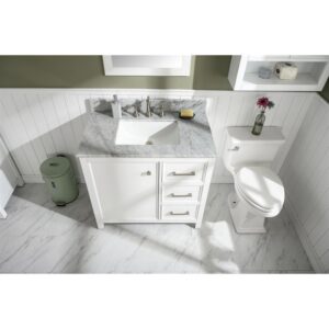 Legion Furniture WLF2136-W 36 Inch White Finish Sink Vanity Cabinet with Carrara White Top