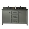 Legion Furniture WLF2154-PG 54 Inch Pewter Green Finish Double Sink Vanity Cabinet with Blue Lime Stone Top