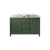 Legion Furniture WLF2154-VG 54 Inch Vogue Green Finish Double Sink Vanity Cabinet with Carrara White Top