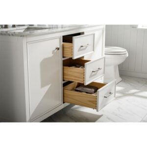 Legion Furniture WLF2160D-W 60 Inch White Finish Double Sink Vanity Cabinet with Carrara White Top