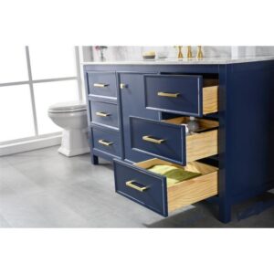 Legion Furniture WLF2160S-B 60 Inch Blue Finish Single Sink Vanity Cabinet with Carrara White Top