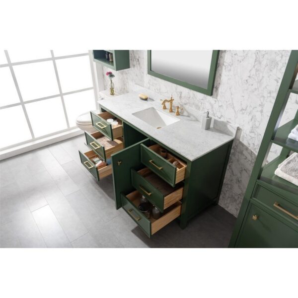 Legion Furniture WLF2160S-VG 60 Inch Vogue Green Finish Single Sink Vanity Cabinet with Carrara White Top