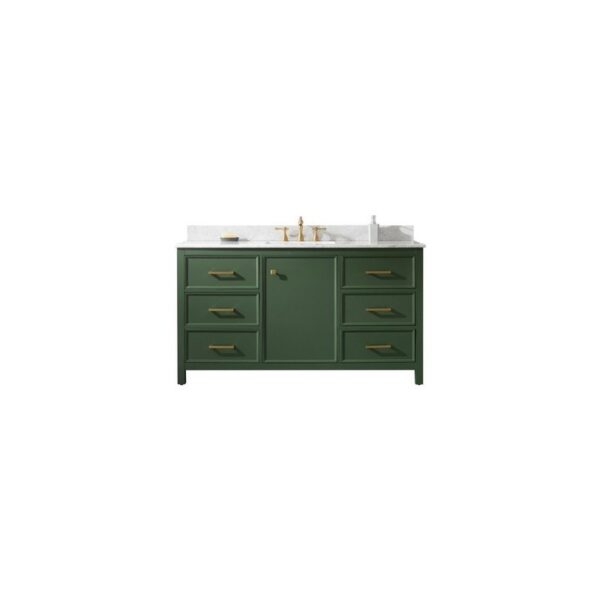 Legion Furniture WLF2160S-VG 60 Inch Vogue Green Finish Single Sink Vanity Cabinet with Carrara White Top