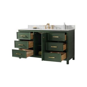 Legion Furniture WLF2160S-VG 60 Inch Vogue Green Finish Single Sink Vanity Cabinet with Carrara White Top