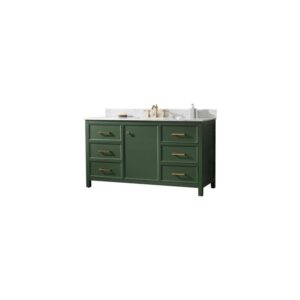 Legion Furniture WLF2160S-VG 60 Inch Vogue Green Finish Single Sink Vanity Cabinet with Carrara White Top