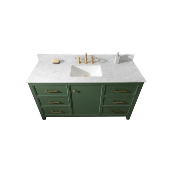 Legion Furniture WLF2160S-VG 60 Inch Vogue Green Finish Single Sink Vanity Cabinet with Carrara White Top