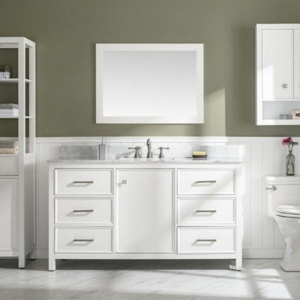 Legion Furniture WLF2160S-W 60 Inch White Finish Single Sink Vanity Cabinet with Carrara White Top