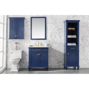 Legion Furniture WLF2230-B 30 Inch Blue Finish Sink Vanity Cabinet with Carrara White Top