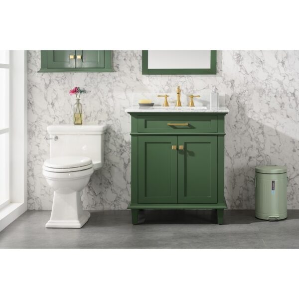 Legion Furniture WLF2230-VG 30 Inch Vogue Green Finish Sink Vanity Cabinet with Carrara White Top