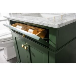 Legion Furniture WLF2230-VG 30 Inch Vogue Green Finish Sink Vanity Cabinet with Carrara White Top