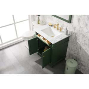 Legion Furniture WLF2230-VG 30 Inch Vogue Green Finish Sink Vanity Cabinet with Carrara White Top