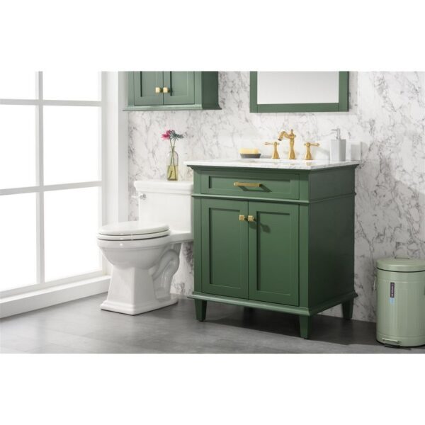 Legion Furniture WLF2230-VG 30 Inch Vogue Green Finish Sink Vanity Cabinet with Carrara White Top