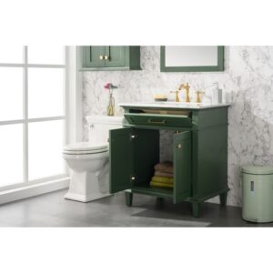 Legion Furniture WLF2230-VG 30 Inch Vogue Green Finish Sink Vanity Cabinet with Carrara White Top