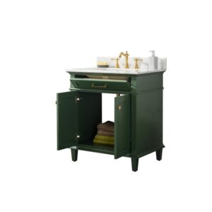 Legion Furniture WLF2230-VG 30 Inch Vogue Green Finish Sink Vanity Cabinet with Carrara White Top