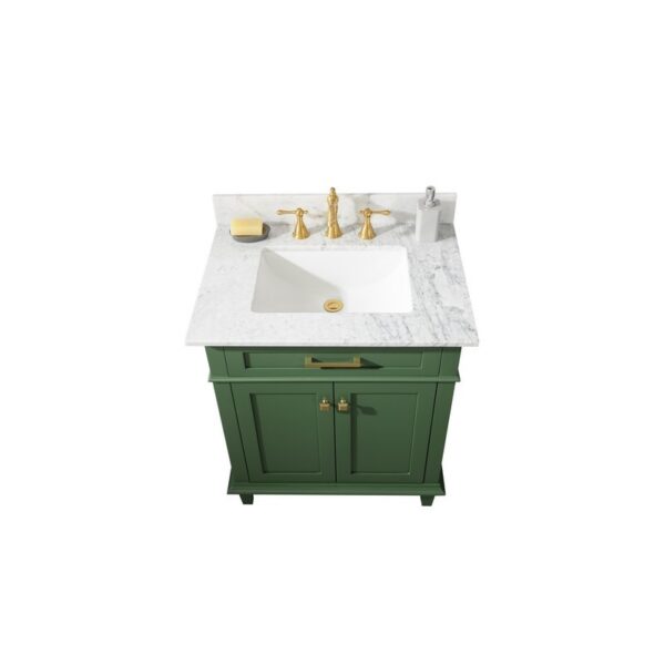 Legion Furniture WLF2230-VG 30 Inch Vogue Green Finish Sink Vanity Cabinet with Carrara White Top