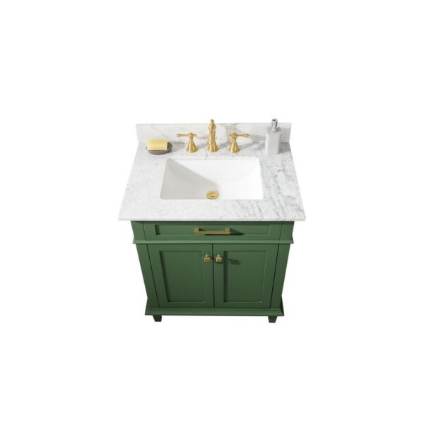 Legion Furniture WLF2230-VG 30 Inch Vogue Green Finish Sink Vanity Cabinet with Carrara White Top