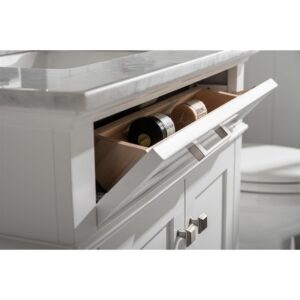 Legion Furniture WLF2230-W 30 Inch White Finish Sink Vanity Cabinet with Carrara White Top