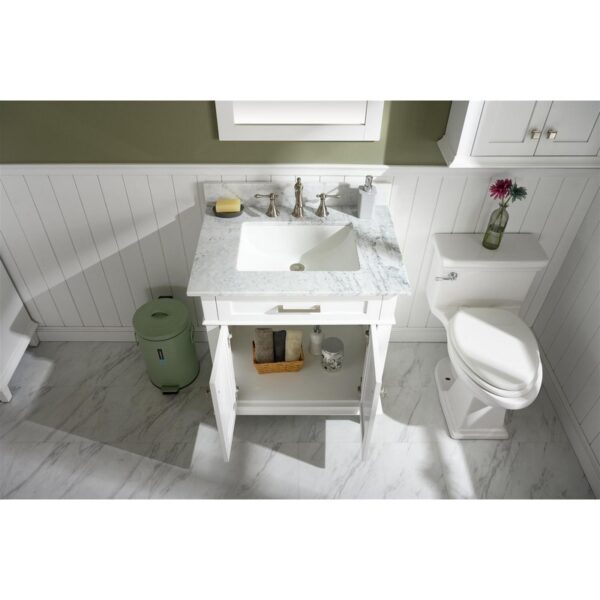 Legion Furniture WLF2230-W 30 Inch White Finish Sink Vanity Cabinet with Carrara White Top