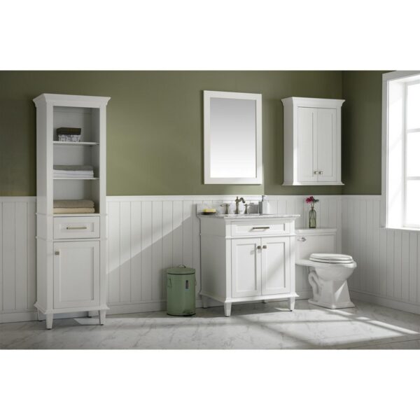 Legion Furniture WLF2230-W 30 Inch White Finish Sink Vanity Cabinet with Carrara White Top