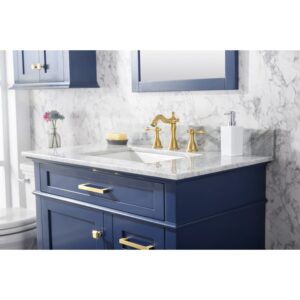 Legion Furniture WLF2236-B 36 Inch Blue Finish Sink Vanity Cabinet with Carrara White Top