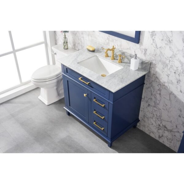 Legion Furniture WLF2236-B 36 Inch Blue Finish Sink Vanity Cabinet with Carrara White Top