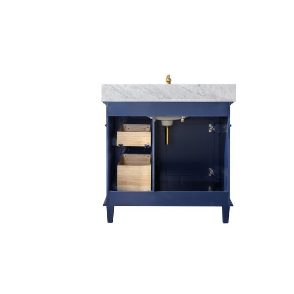 Legion Furniture WLF2236-B 36 Inch Blue Finish Sink Vanity Cabinet with Carrara White Top