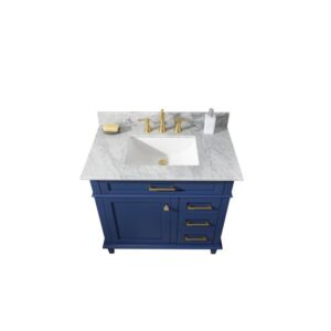 Legion Furniture WLF2236-B 36 Inch Blue Finish Sink Vanity Cabinet with Carrara White Top