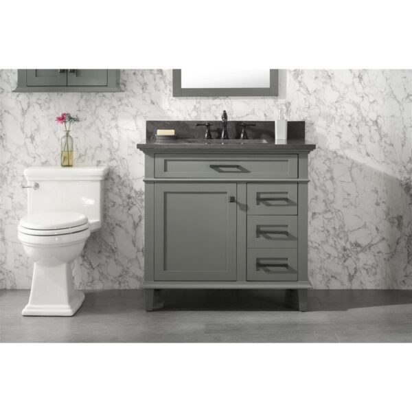 Legion Furniture WLF2236-PG 36 Inch Pewter Green Finish Sink Vanity Cabinet with Blue Lime Stone Top