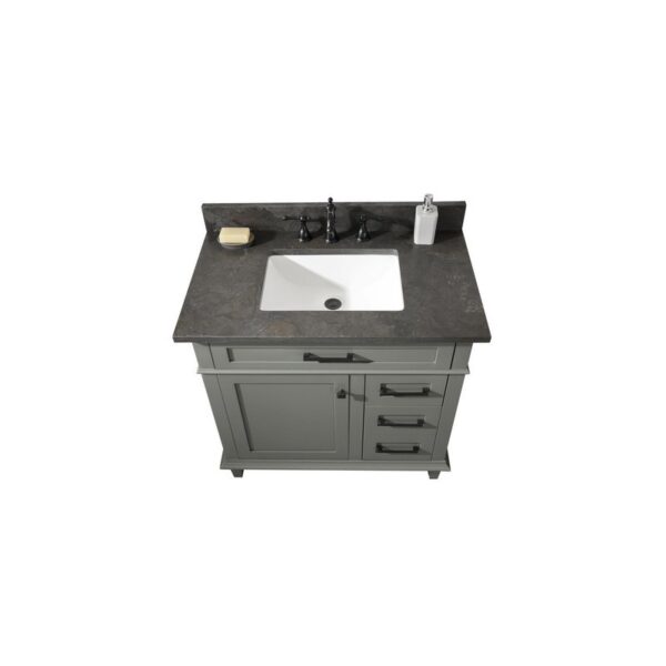 Legion Furniture WLF2236-PG 36 Inch Pewter Green Finish Sink Vanity Cabinet with Blue Lime Stone Top