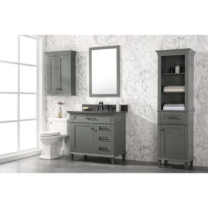 Legion Furniture WLF2236-PG 36 Inch Pewter Green Finish Sink Vanity Cabinet with Blue Lime Stone Top