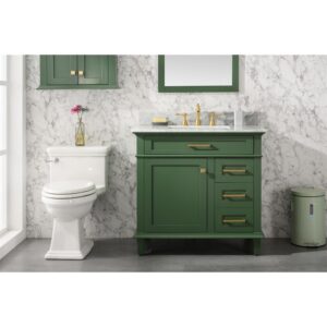 Legion Furniture WLF2236-VG 36 Inch Vogue Green Finish Sink Vanity Cabinet with Carrara White Top