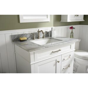 Legion Furniture WLF2236-W 36 Inch White Finish Sink Vanity Cabinet with Carrara White Top