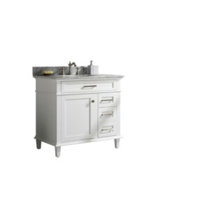 Legion Furniture WLF2236-W 36 Inch White Finish Sink Vanity Cabinet with Carrara White Top