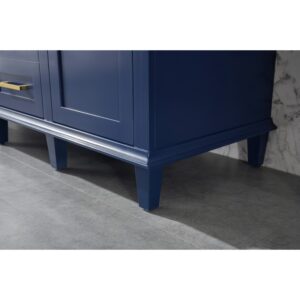 Legion Furniture WLF2254-B 54 Inch Blue Finish Double Sink Vanity Cabinet with Carrara White Top