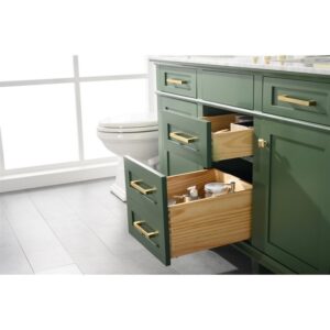 Legion Furniture WLF2254-VG 54 Inch Vogue Green Finish Double Sink Vanity Cabinet with Carrara White Top