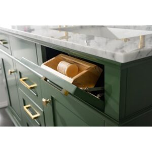 Legion Furniture WLF2254-VG 54 Inch Vogue Green Finish Double Sink Vanity Cabinet with Carrara White Top