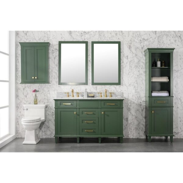 Legion Furniture WLF2254-VG 54 Inch Vogue Green Finish Double Sink Vanity Cabinet with Carrara White Top