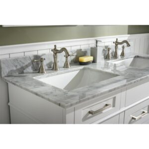 Legion Furniture WLF2254-W 54 Inch White Finish Double Sink Vanity Cabinet with Carrara White Top