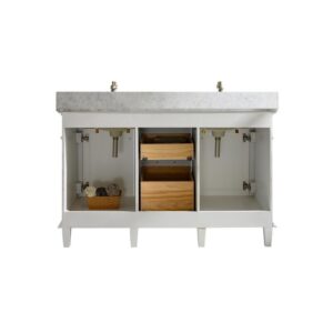 Legion Furniture WLF2254-W 54 Inch White Finish Double Sink Vanity Cabinet with Carrara White Top